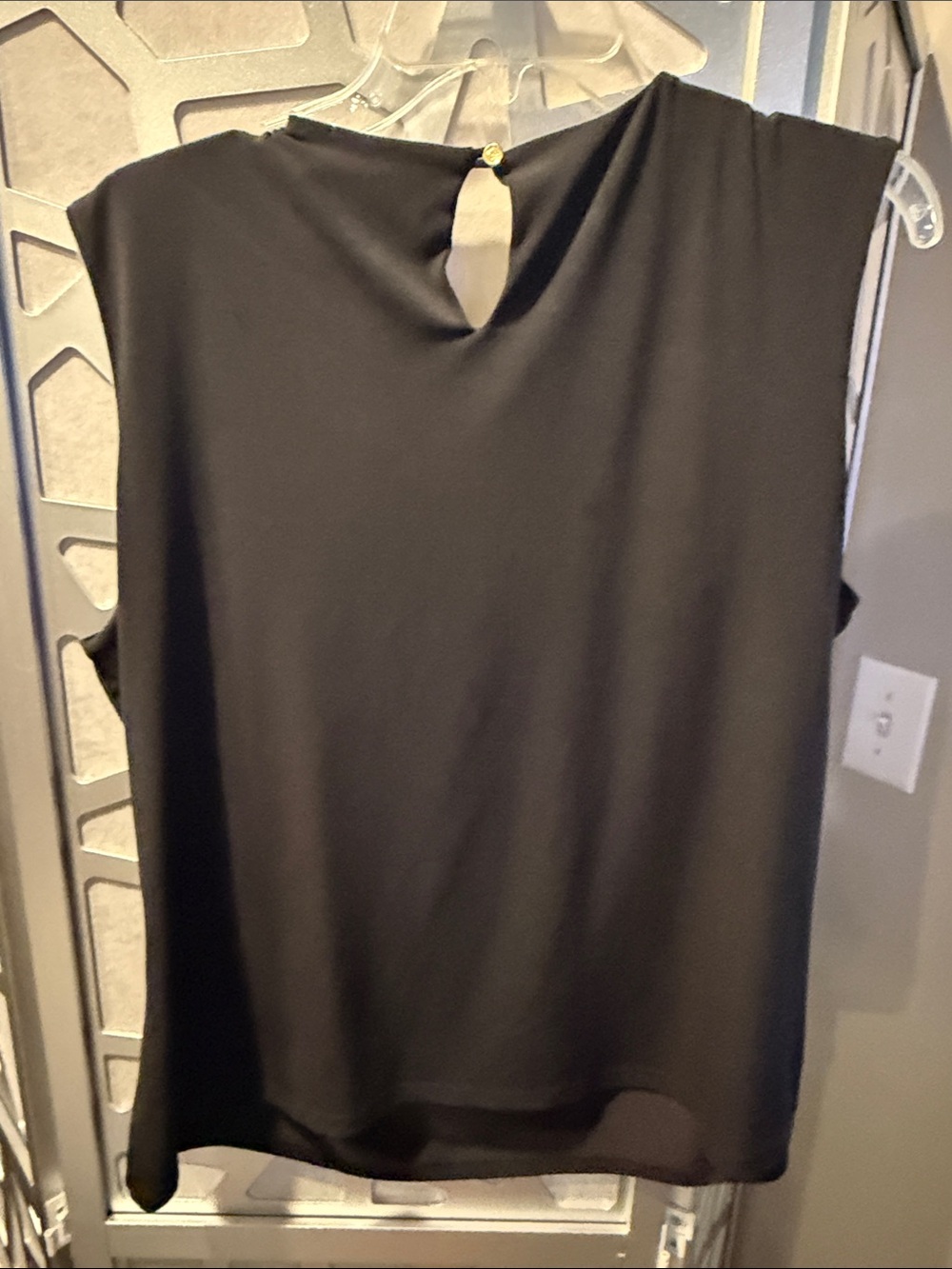 Liz Claiborne Black Blouse with V-Neck Keyhole - Picture 2 of 5